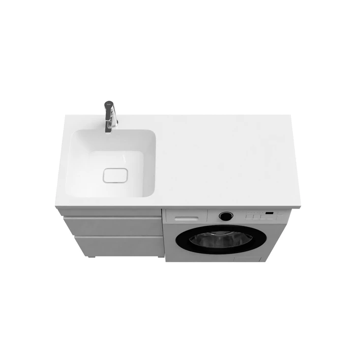 Тумба с умывальником напольная для стиральной машины с ящиками, 110 см, левая, белая, IDDIS Optima Home (OPH11LBi95K) - фото 6