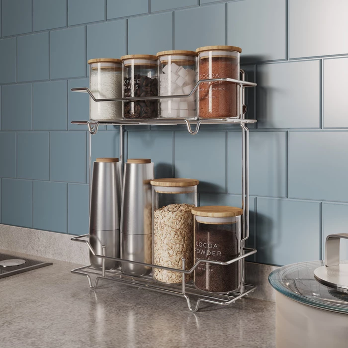 Полка двухъярусная прямая Milardo Grid проволока стальная, хром (GRICS2CM44) Полка двухъярусная прямая Milardo Grid проволока стальная, хром (GRICS2CM44) - фото 5