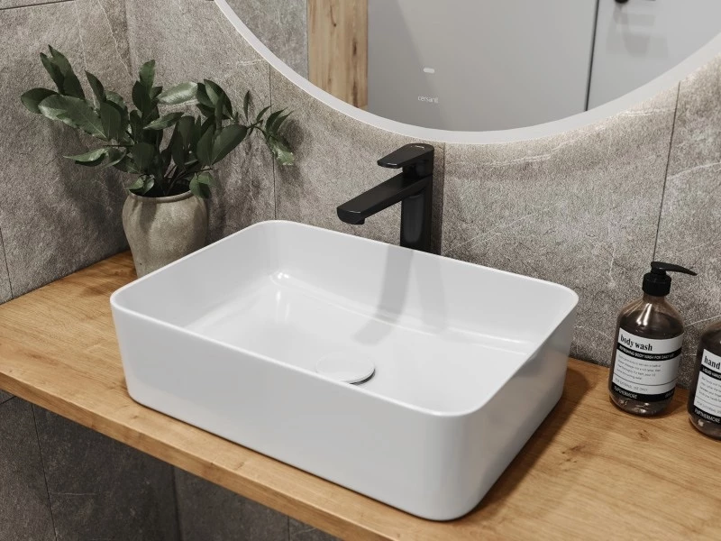 Смеситель для раковины CERSANIT LARA высокий однорычажный черный (68154) - фото 8