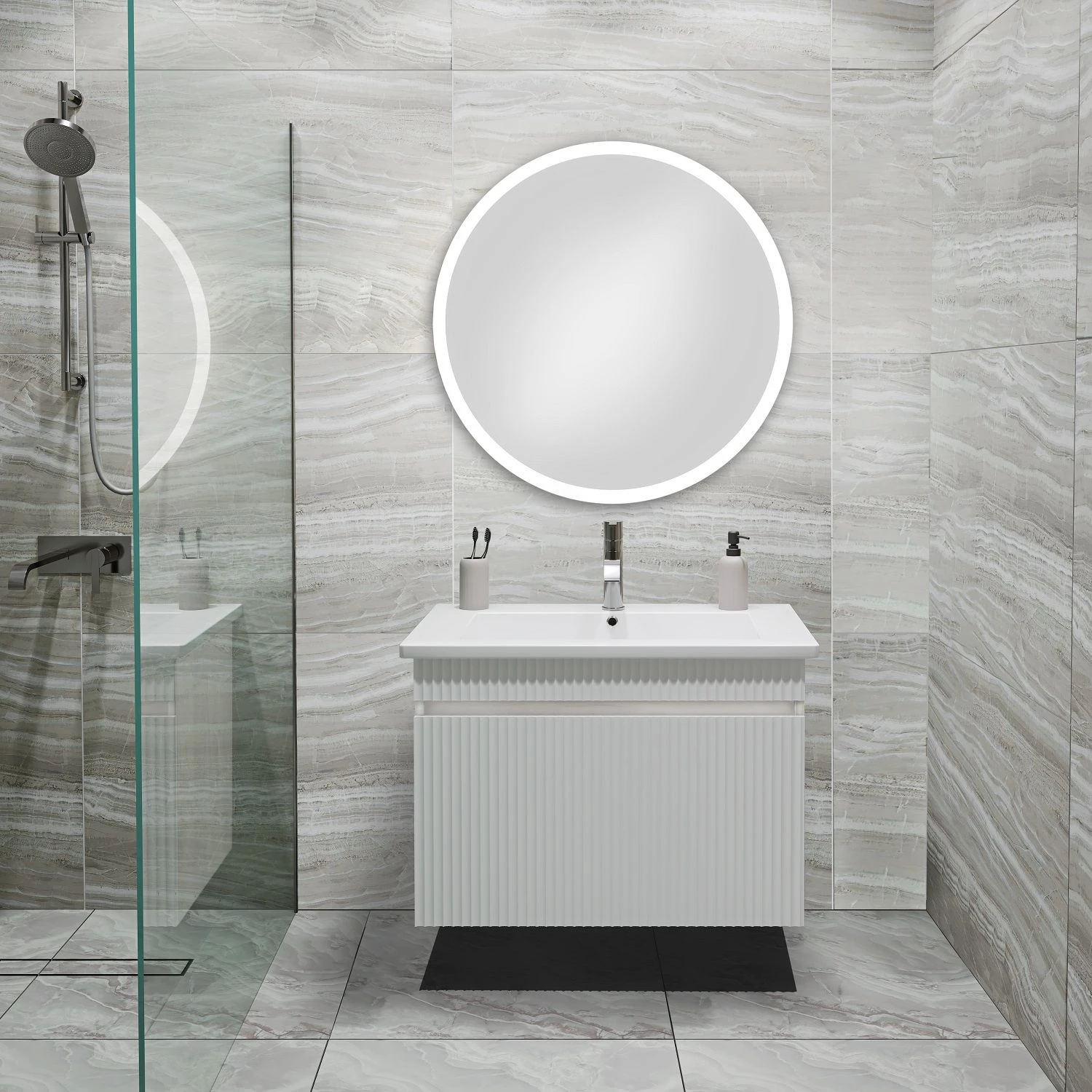 Тумба Runo Модена 75 белая под умывальник Оскар 75 (00-00002200) - фото 4