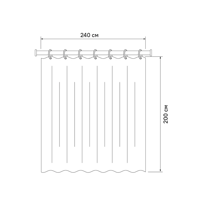 Штора для ванной IDDIS Base 200x240 см, Полиэстер (BD03P24i11) Штора для ванной IDDIS Base 200x240 см, Полиэстер (BD03P24i11) - фото 2