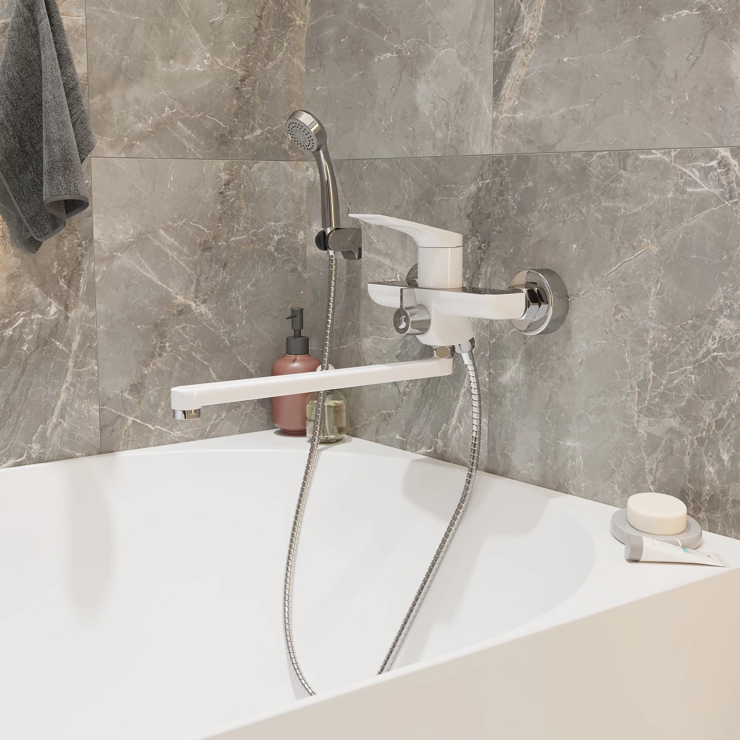 Смеситель для ванны и раковины MIXLINE ML41-02 "Swan White" 35k белый/хром (553910) Смеситель для ванны и раковины MIXLINE ML41-02 "Swan White" 35k белый/хром (553910) - фото 4