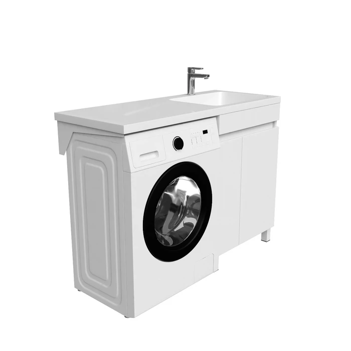 Тумба с умывальником напольная для стиральной машины с дверцами, 120 см, правая, белая IDDIS Optima Home (OPH12RDi95K) - фото 5