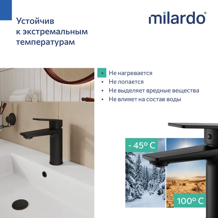 Смеситель для умывальника Milardo Поли (Poli) черный матовый (POLBL00M01) - фото 15