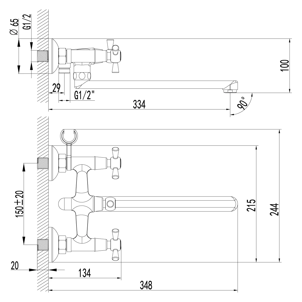 Смеситель для ванны Lemark Contour (LM7451C) Смеситель для ванны Lemark Contour (LM7451C) - фото 2