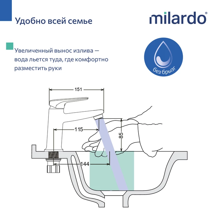 Cмеситель для умывальника Milardo Макс (Maks) хром глянцевый (MAKSB00M01) - фото 8