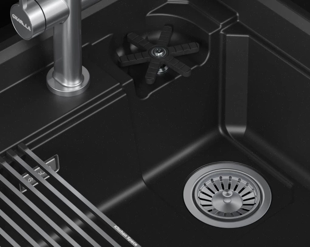 Кухонная мойка GRANULA KITCHEN SPACE RINZER кварц (7308R, ШВАРЦ) - фото 2