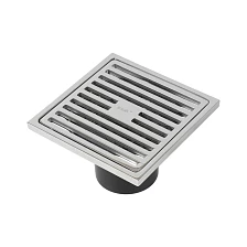 Трап душевой, вертикальный выпуск, сухой затвор, 10х10см, хром матовый, IDDIS, 980CV10SB3DDZ