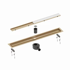 Душевой лоток TIMO Drain System 600 с двусторонней панелью "plate" под плитку, Золото матовое (DS230206/17)