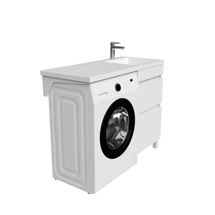 Тумба с умывальником напольная для стиральной машины с ящиками, 110 см, правая, белая, IDDIS Optima Home (OPH11RBi95K) - фото 4