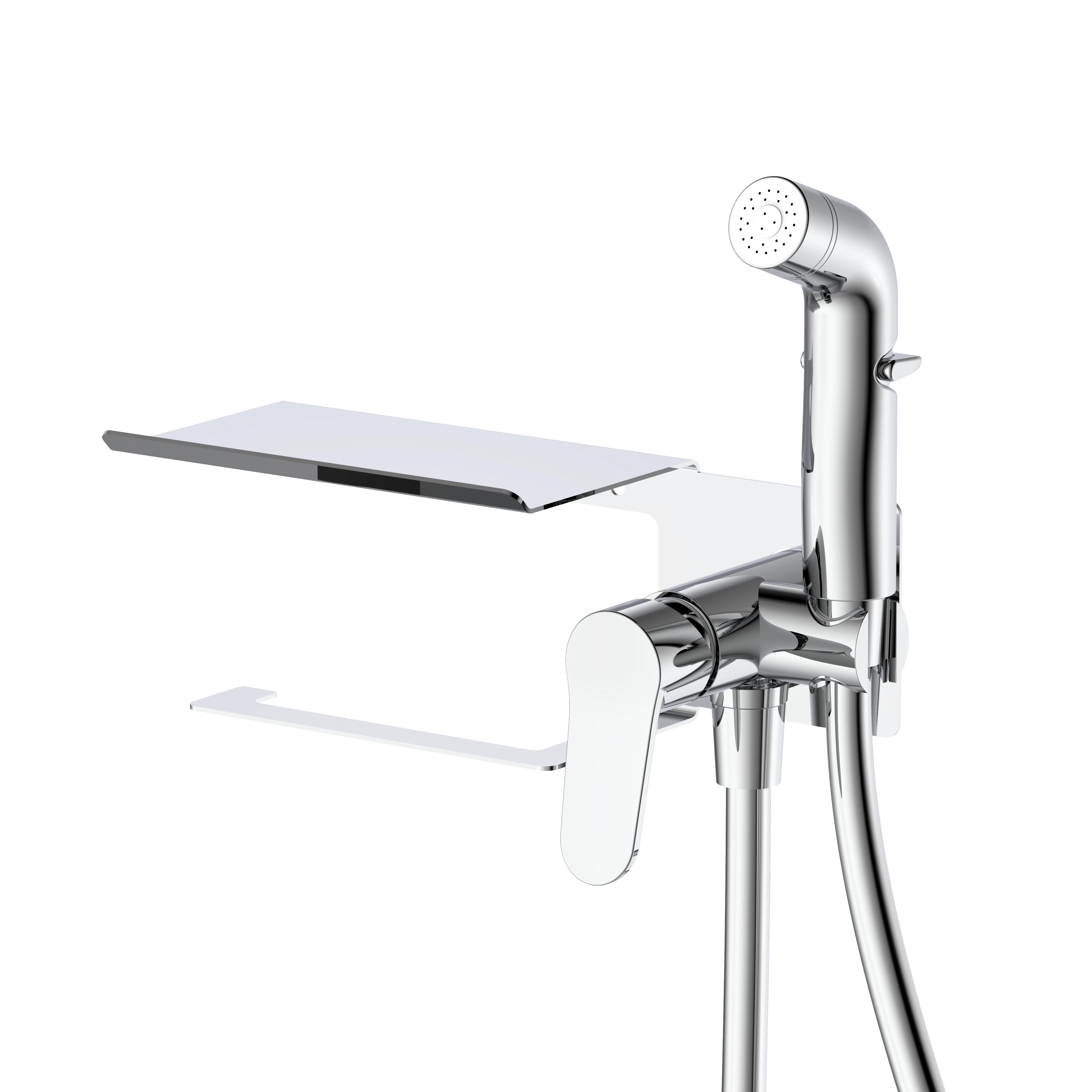 Смеситель с гигиеническим душем и полкой DQ Лейпциг (Leipzig) хром (DA1764541)