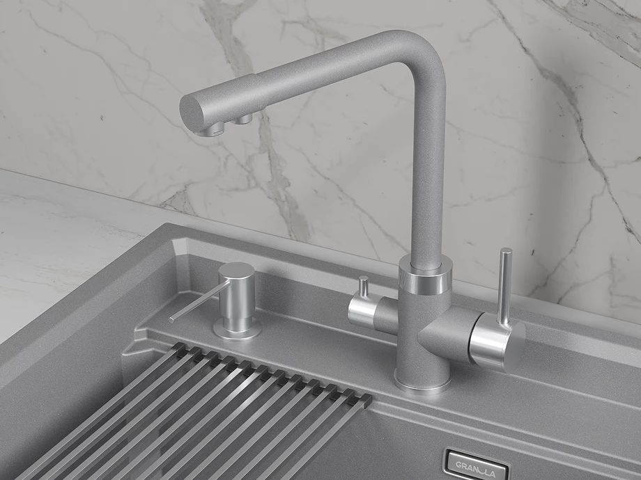 Смеситель для кухни GRANULA (5015, АЛЮМИНИУМ) - фото 2