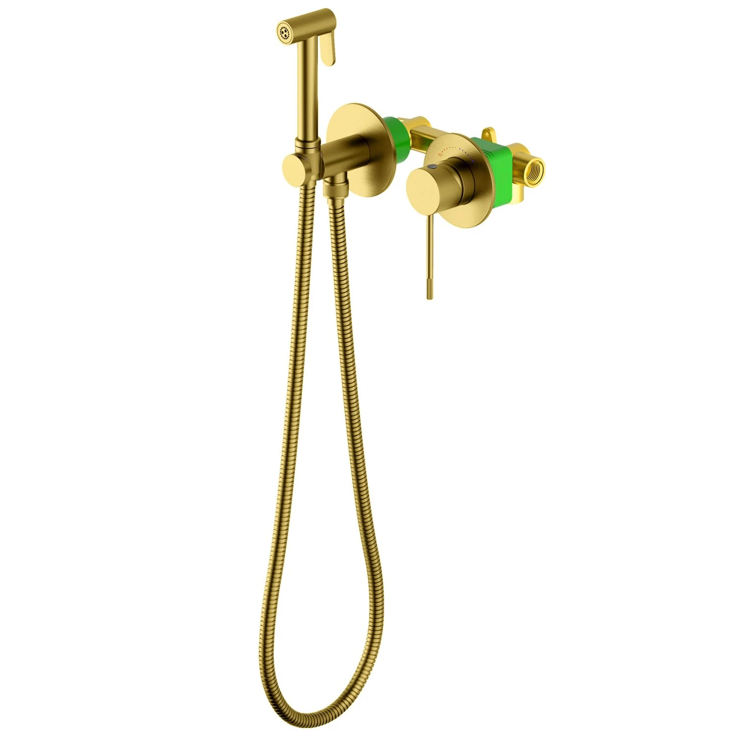 Смеситель встроенный с гигиеническим душем с защитой от ожогов Timo Saona золото шлифованное (2339/20SM)