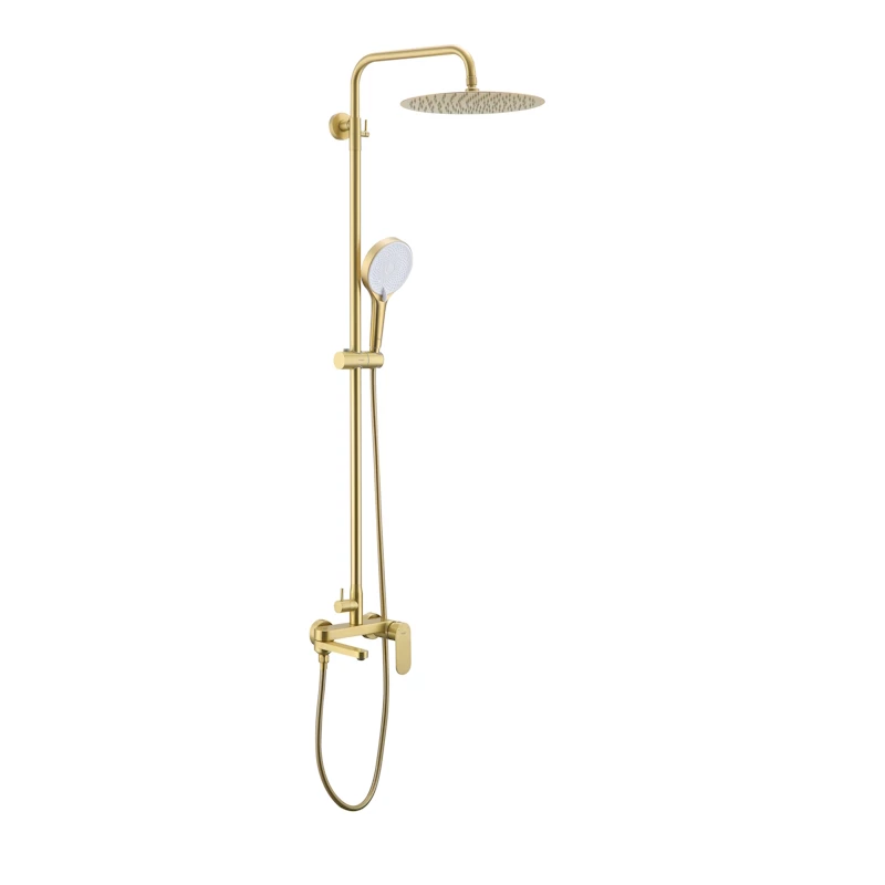 Душевая система Raglo для ванны и душа излив поворотный 15 см, сатин золотой (R10.24.03) - фото 1