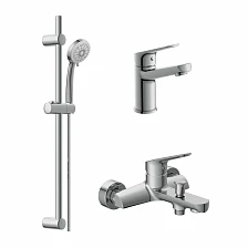 Комплект Cersanit FLAVIS 3 в 1 смеситель для ванны FLAVIS смеситель для раковины FLAVIS душевая стойка VIBE (64508)