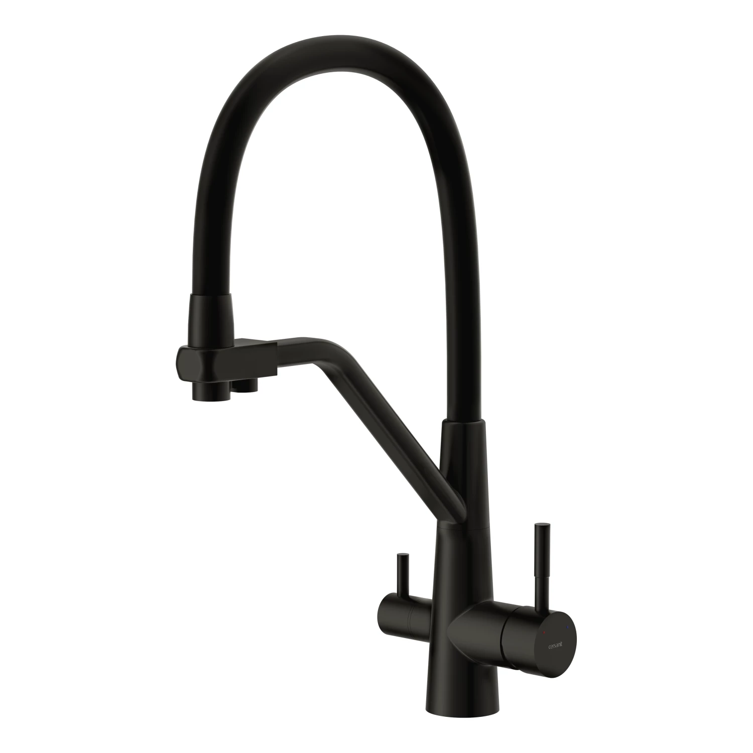 Смеситель для кухни Cersanit VIVO однорычажный с фильтром с гибким изливом черный (68218)