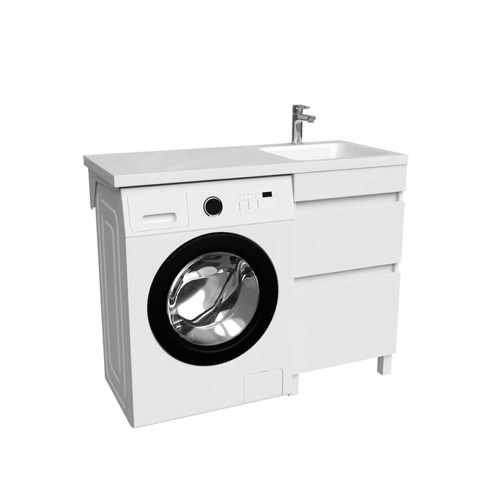 Тумба с умывальником напольная для стиральной машины с ящиками, 110 см, правая, белая, IDDIS Optima Home (OPH11RBi95K) - фото 2