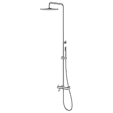 Смеситель Lemark Зенит (ZENITH) для ванны и душа с регулируемой высотой штанги, монолитным изливом и верхней душевой лейкой «Тропический дождь» (LMF-1626S-SSN)