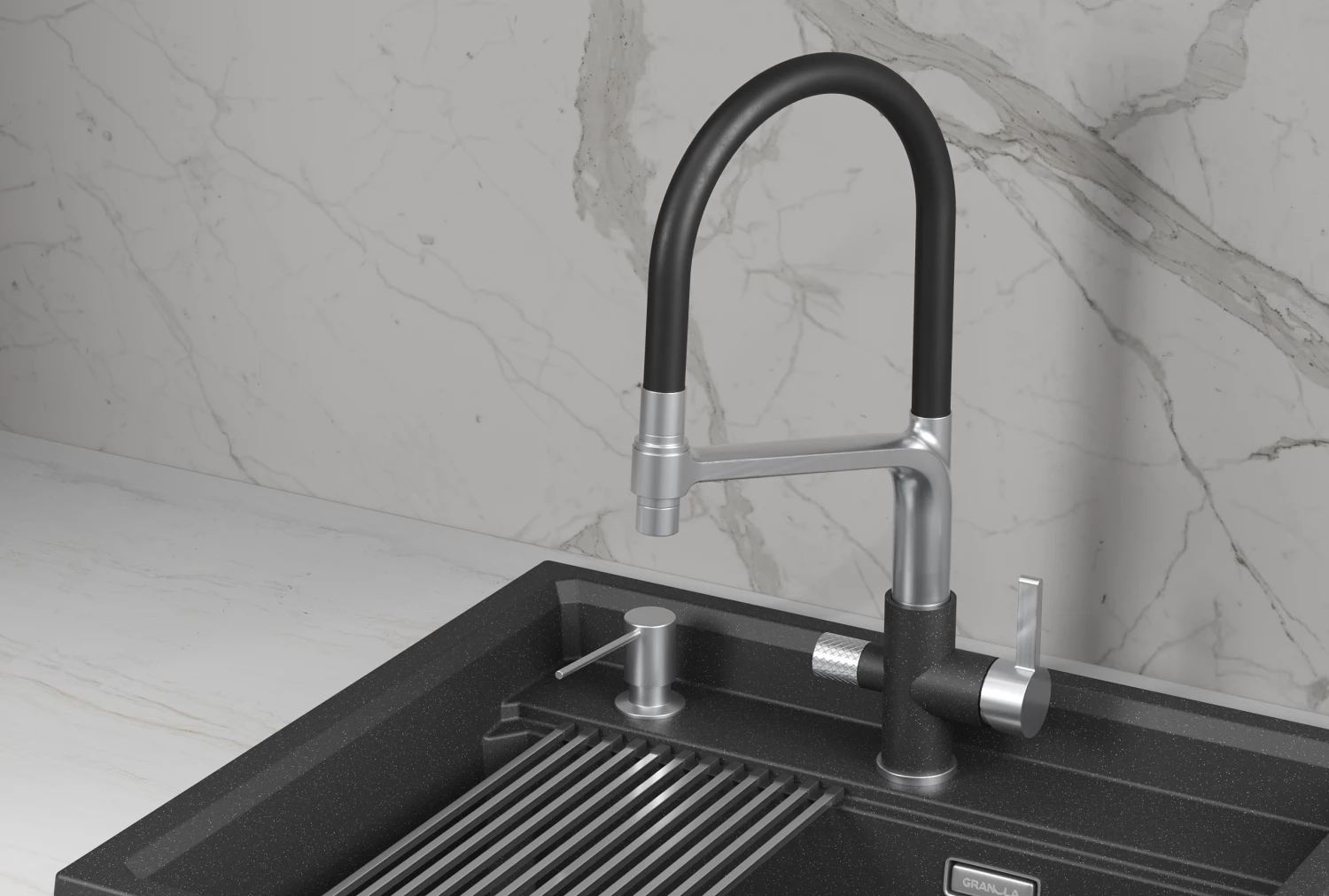 Смеситель для кухни GRANULA (5083, ЧЁРНЫЙ) - фото 2