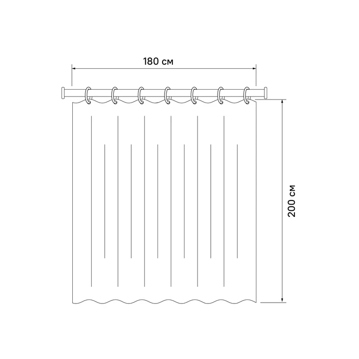 Штора для ванной IDDIS 200x180 см, Полиэстер (BD05P18i11) - фото 2