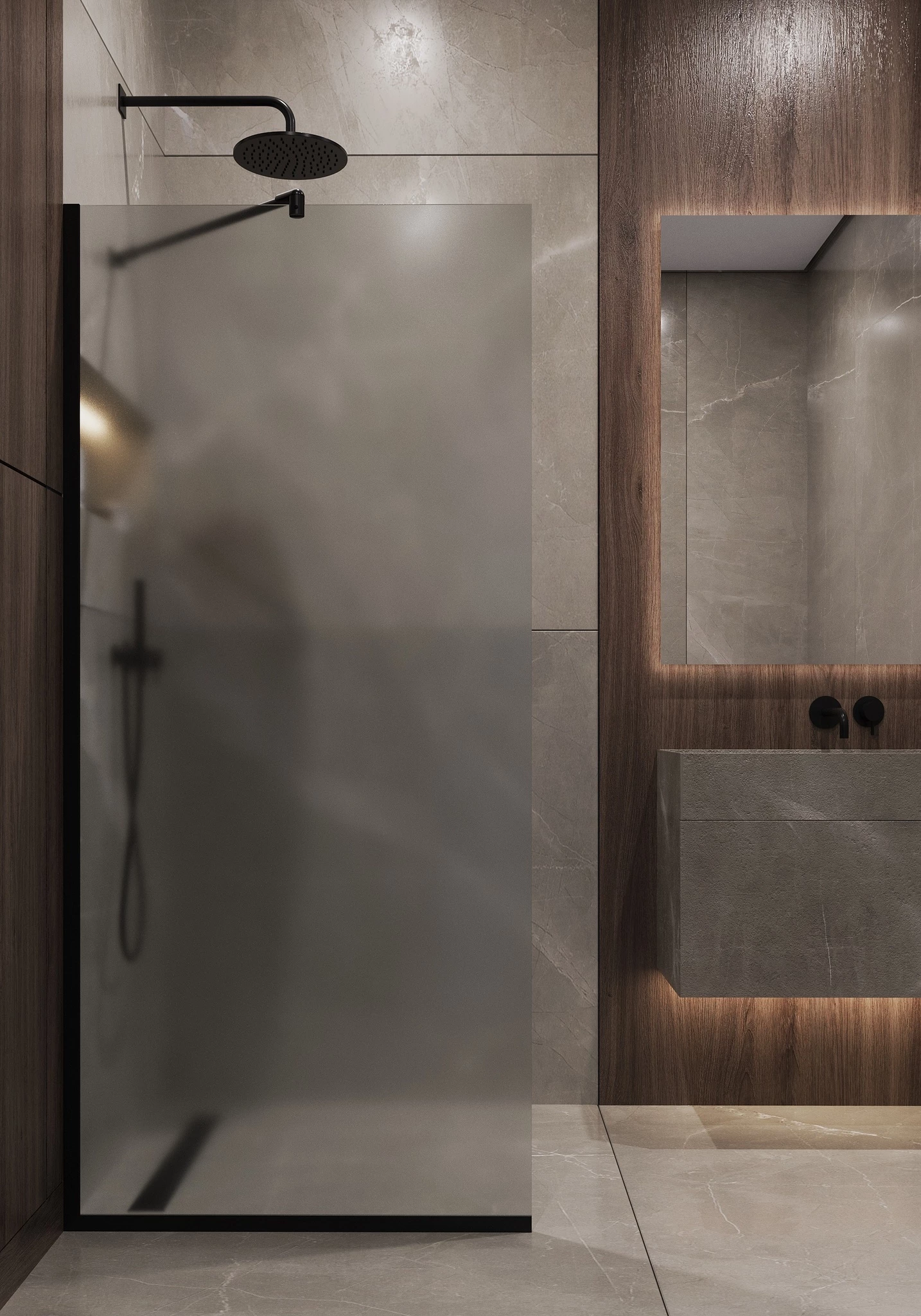 Душевая перегородка Timo TP-1190/03F-8 в узком профиле 1950*1190, стекло матовое 8 мм (T11) - фото 2