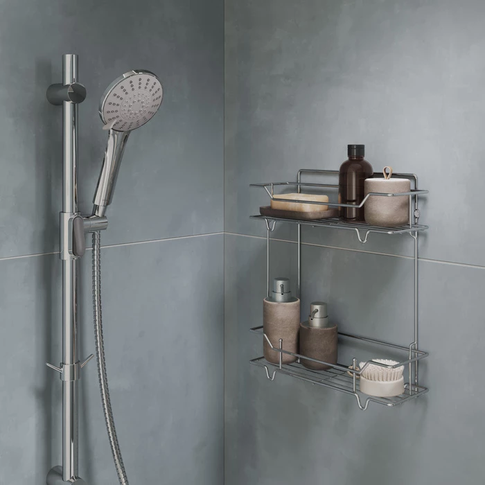 Полка двухъярусная прямая Milardo Grid проволока стальная, хром (GRICS2CM44) Полка двухъярусная прямая Milardo Grid проволока стальная, хром (GRICS2CM44) - фото 4