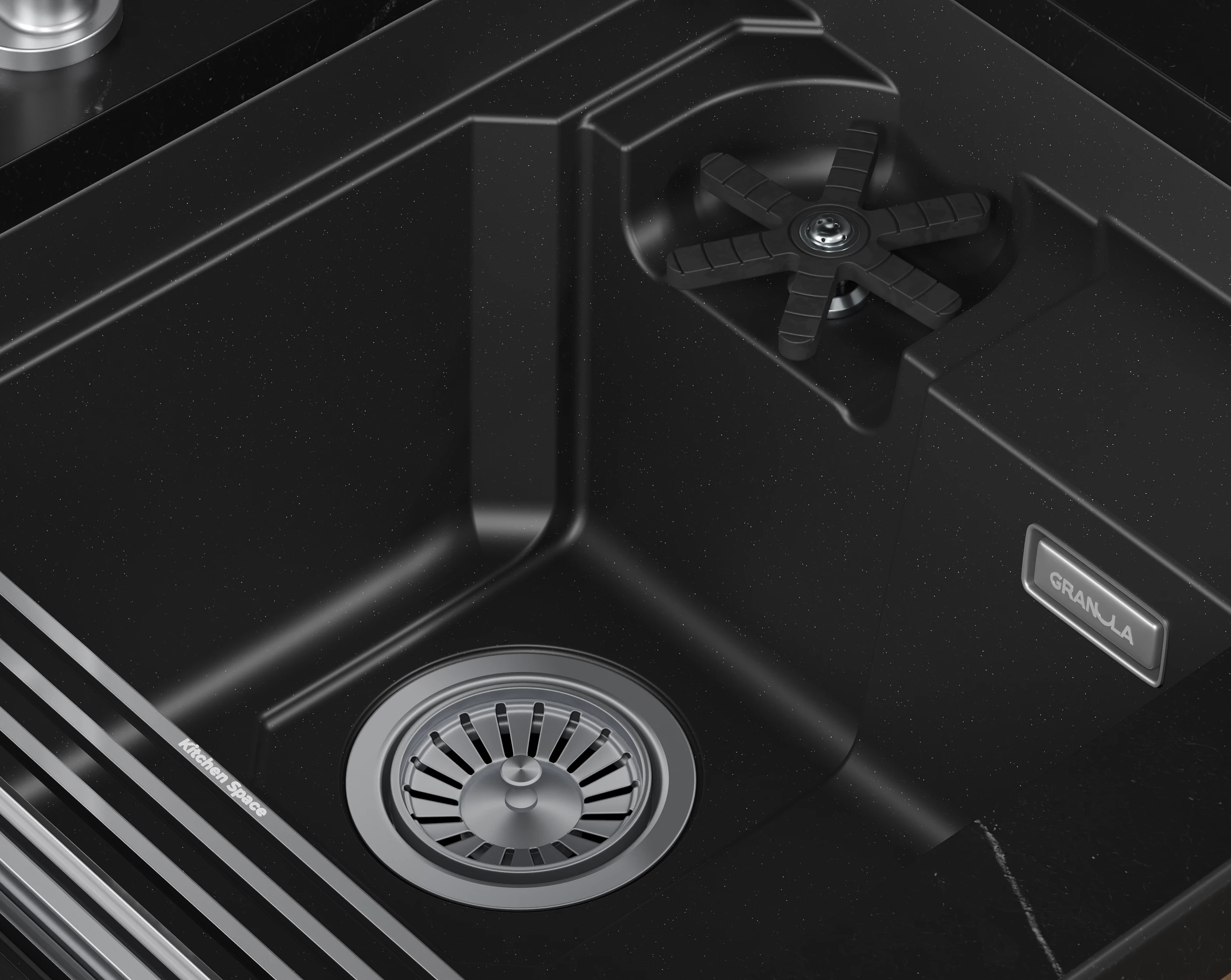 Кухонная мойка GRANULA KITCHEN SPACE RINZER кварц (7309RU, ШВАРЦ) - фото 4