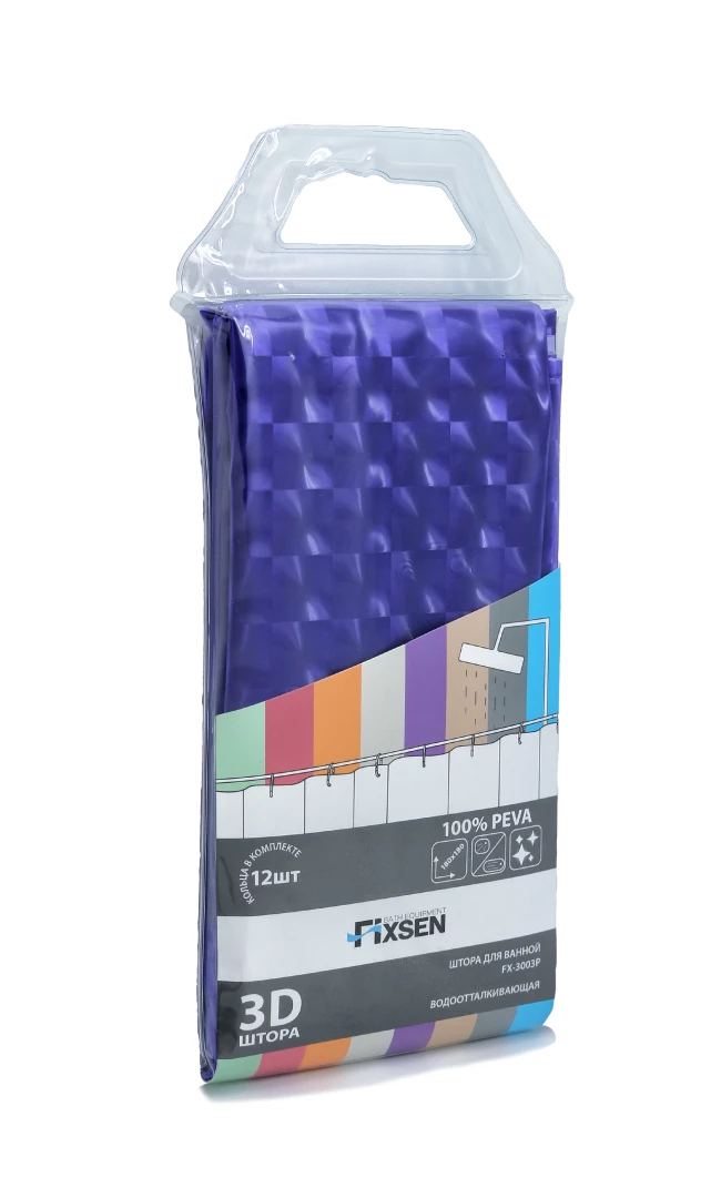 Шторка для ванной FIXSEN фиолетовая (FX-3003P) - фото 3