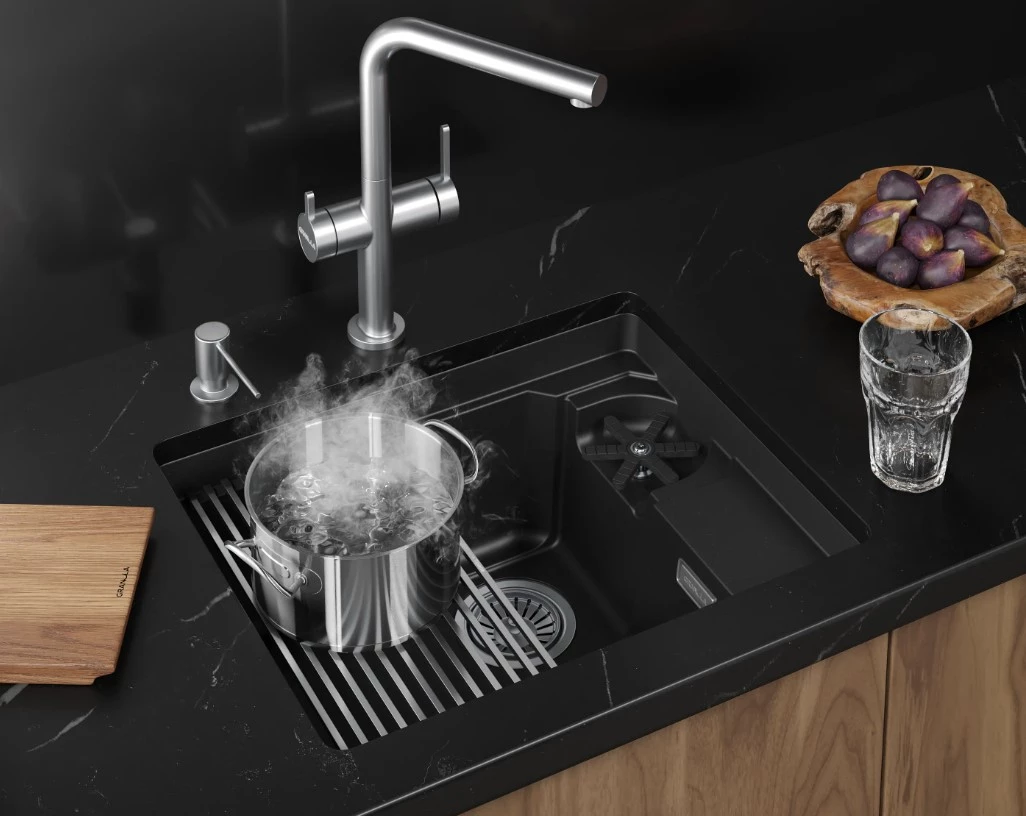 Кухонная мойка GRANULA KITCHEN SPACE RINZER кварц (5505RU, ШВАРЦ) - фото 6