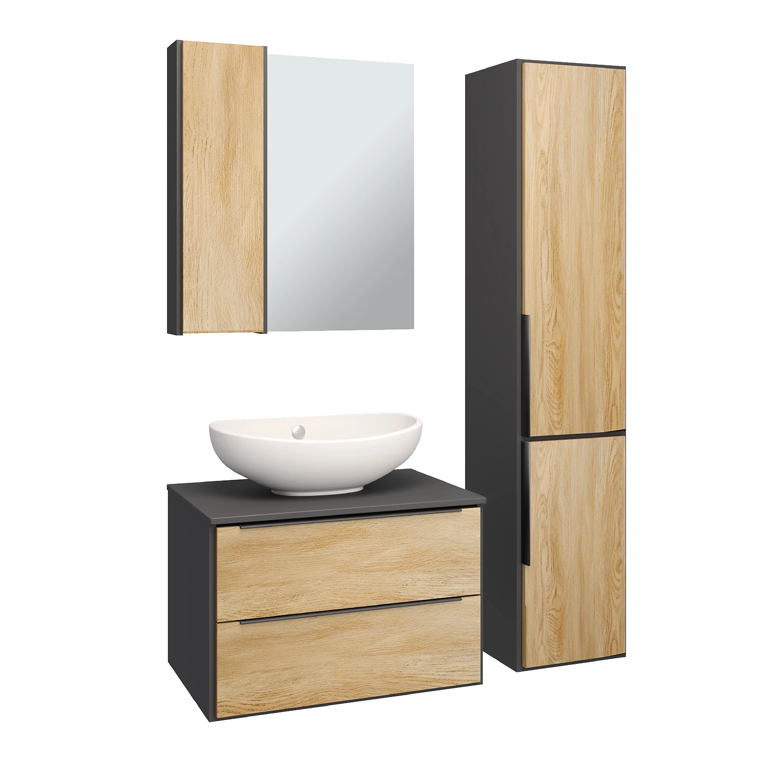 Пенал Runo правый подвесной дуб черный Мальта 35 (00-00001095) - фото 3