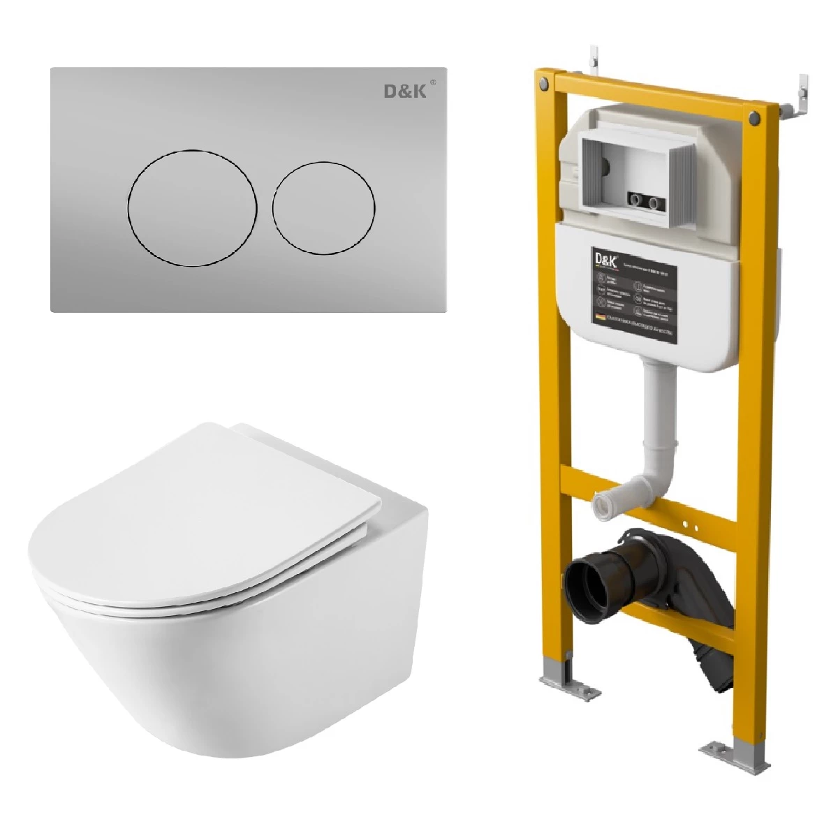 Комплект DQ унитаз DT1476516, инсталляция DI8050127, клавиша смыва DB1529002.2 (DS1471604) - фото 1