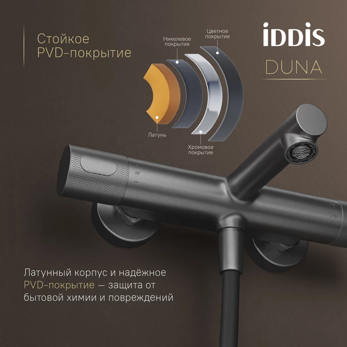 Смеситель для ванны с термостатом IDDIS Duna графит матовый (DUNGM02i74WA) - фото 9