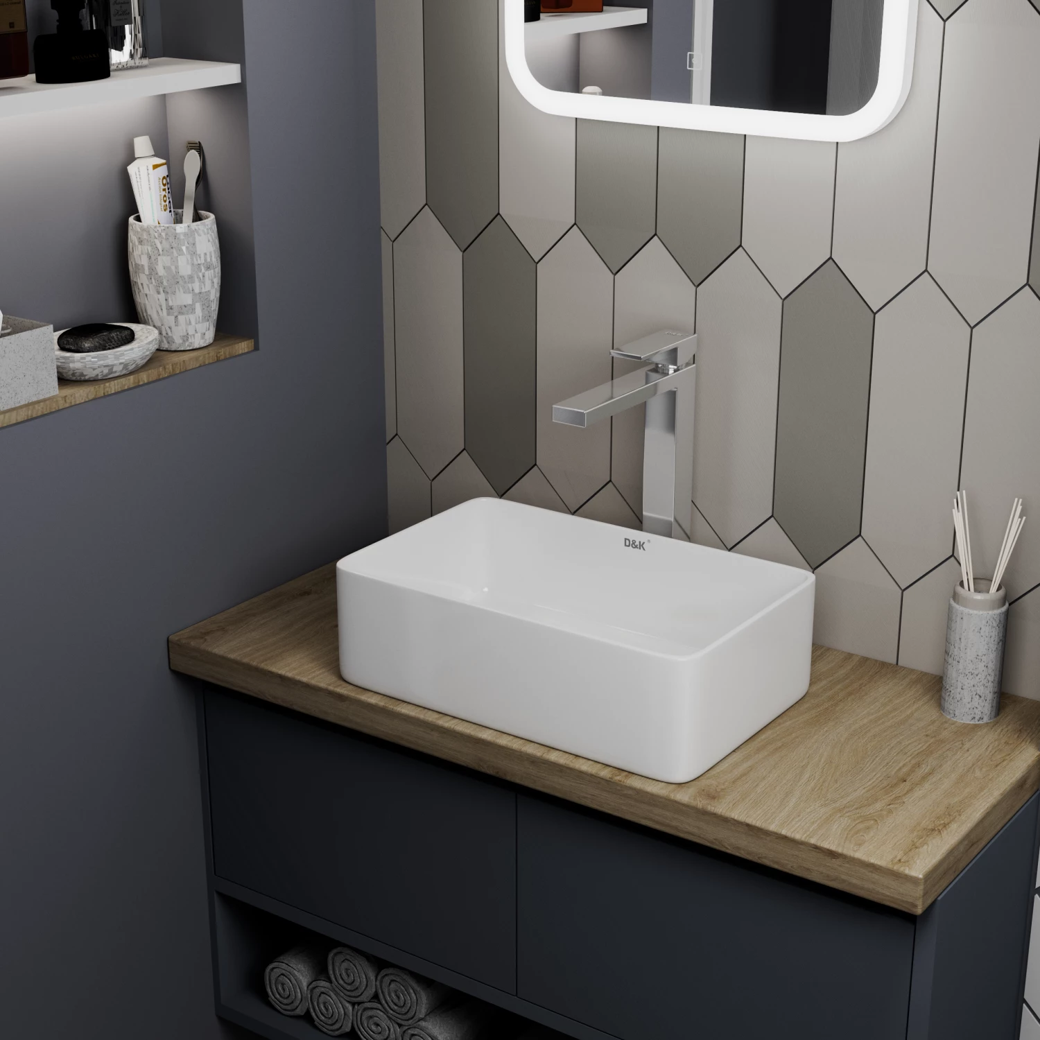 Раковина накладная DQ Berlin, 380*240*120мм, белый (DT1430816) - фото 2