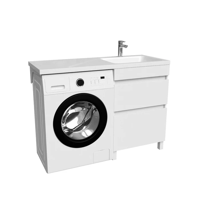 Тумба с умывальником напольная для стиральной машины с ящиками, 120 см, правая, белая, IDDIS Optima Home (OPH12RBi95K) - фото 2