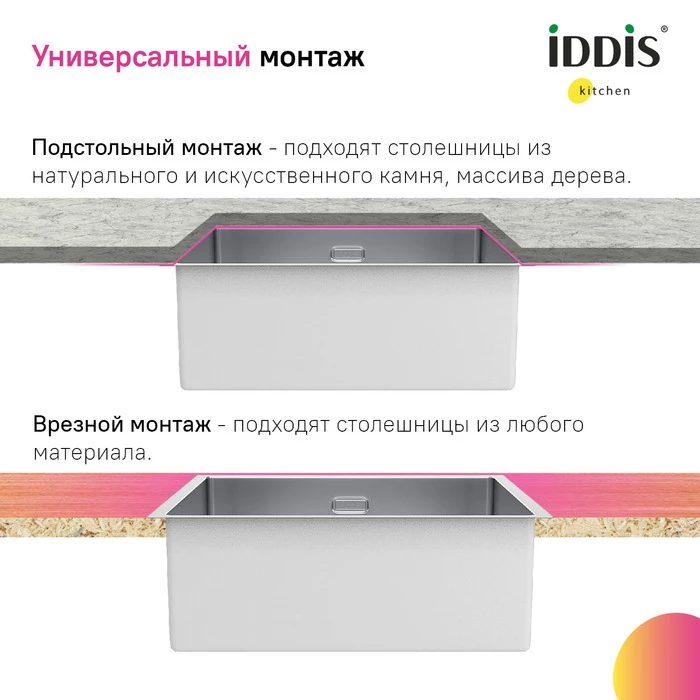 Мойка кухонная из нержавеющей стали IDDIS Edifice (EDI54S0i77) - фото 7