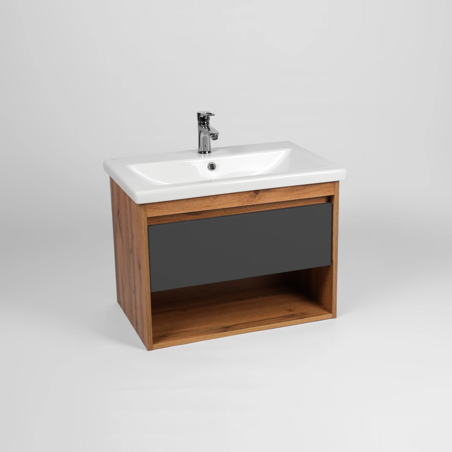 Тумба VIANT "Бостон" 1 ящик подвесная графит 425х655х500 под раковину .S-UM-COM70/1-w (COMO 70) (VBOS70COG-T1YP)