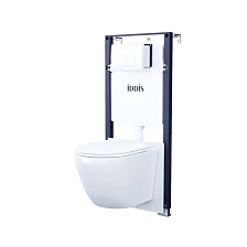 Комплект 3в1: подвесной унитаз, инсталляция и клавиша смыва белая, Basic, IDDIS (BASBQ03i73)