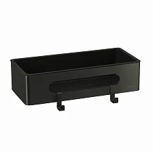 Полка для душа прямая Lemark SHELF LINE из нерж. стали с крючками, черный/ вставка-пластик черный (9772044)