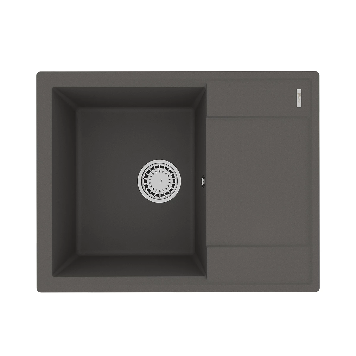 Кухонная мойка Lemark IMANDRA 640 врезная прямоугольная с крылом из кварцгранита цвет: Серый шёлк (9910023) - фото 1
