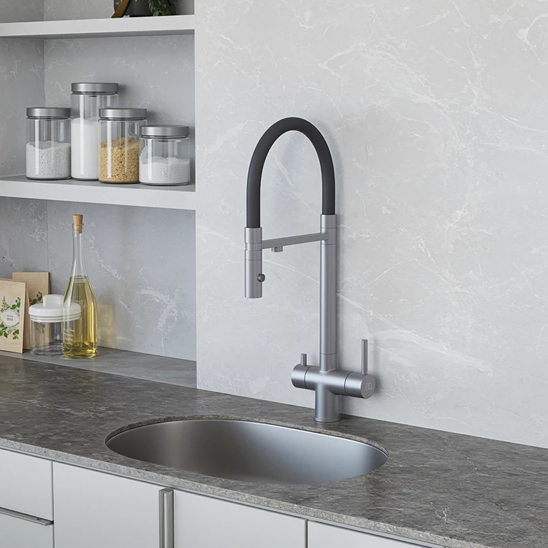 Смеситель для кухонной мойки DQ с фильтром графит (DA1462506Grey) - фото 3