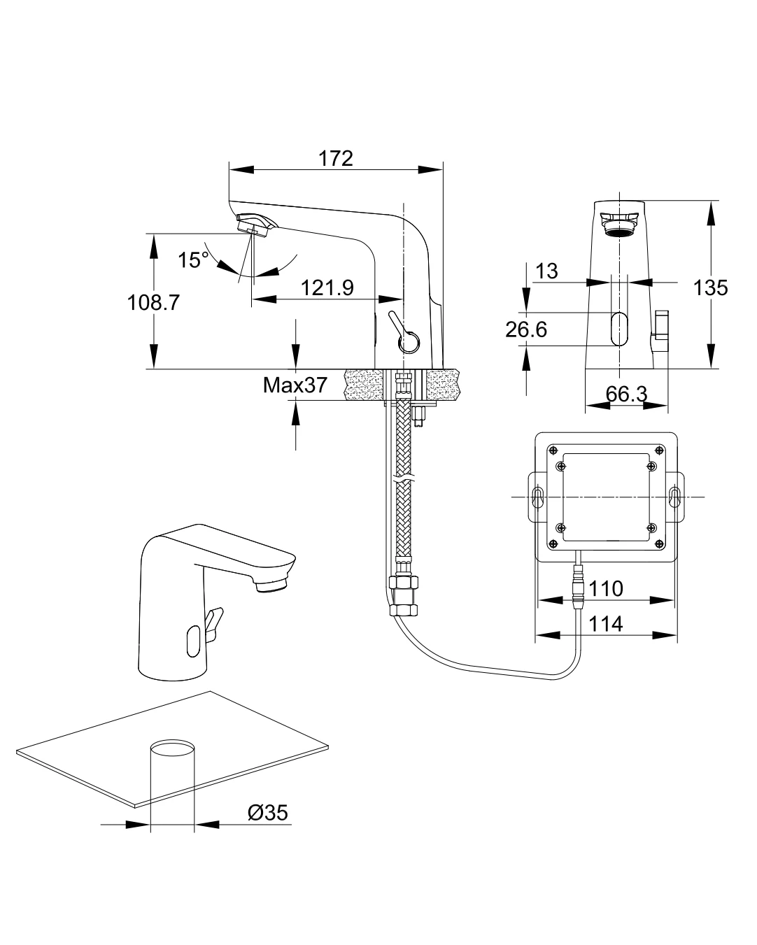 Смеситель для раковины Cersanit SENSE сенсорный (63106) - фото 3
