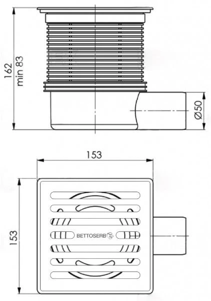 Трап с мультисифоном BETTOSERB 15х15 (14702509) - фото 7