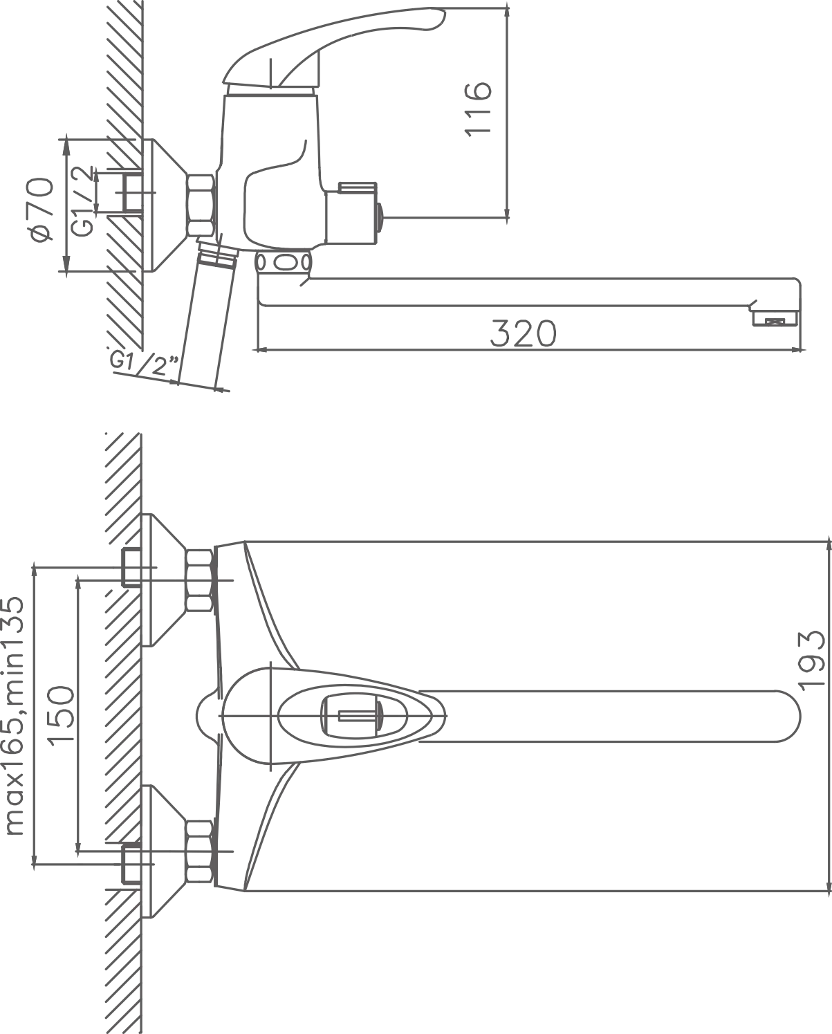 Смеситель для ванны Cron белый (CN2203-8) - фото 2