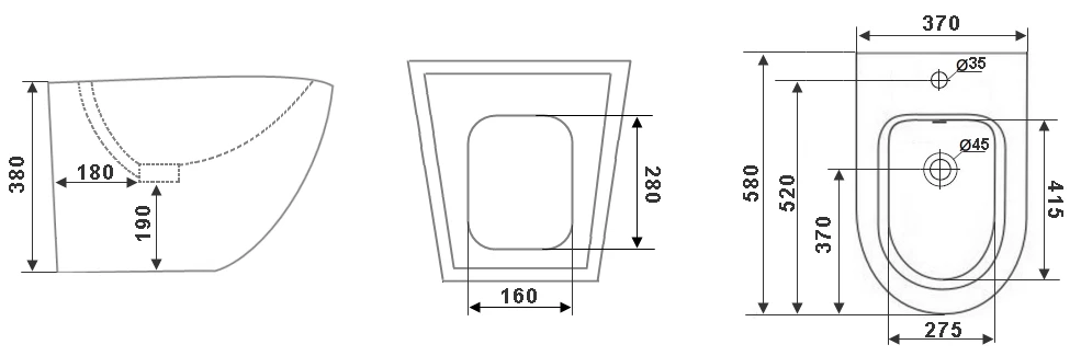 Биде напольное TIMO KULO  80*370*380 (TK-402) - фото 3