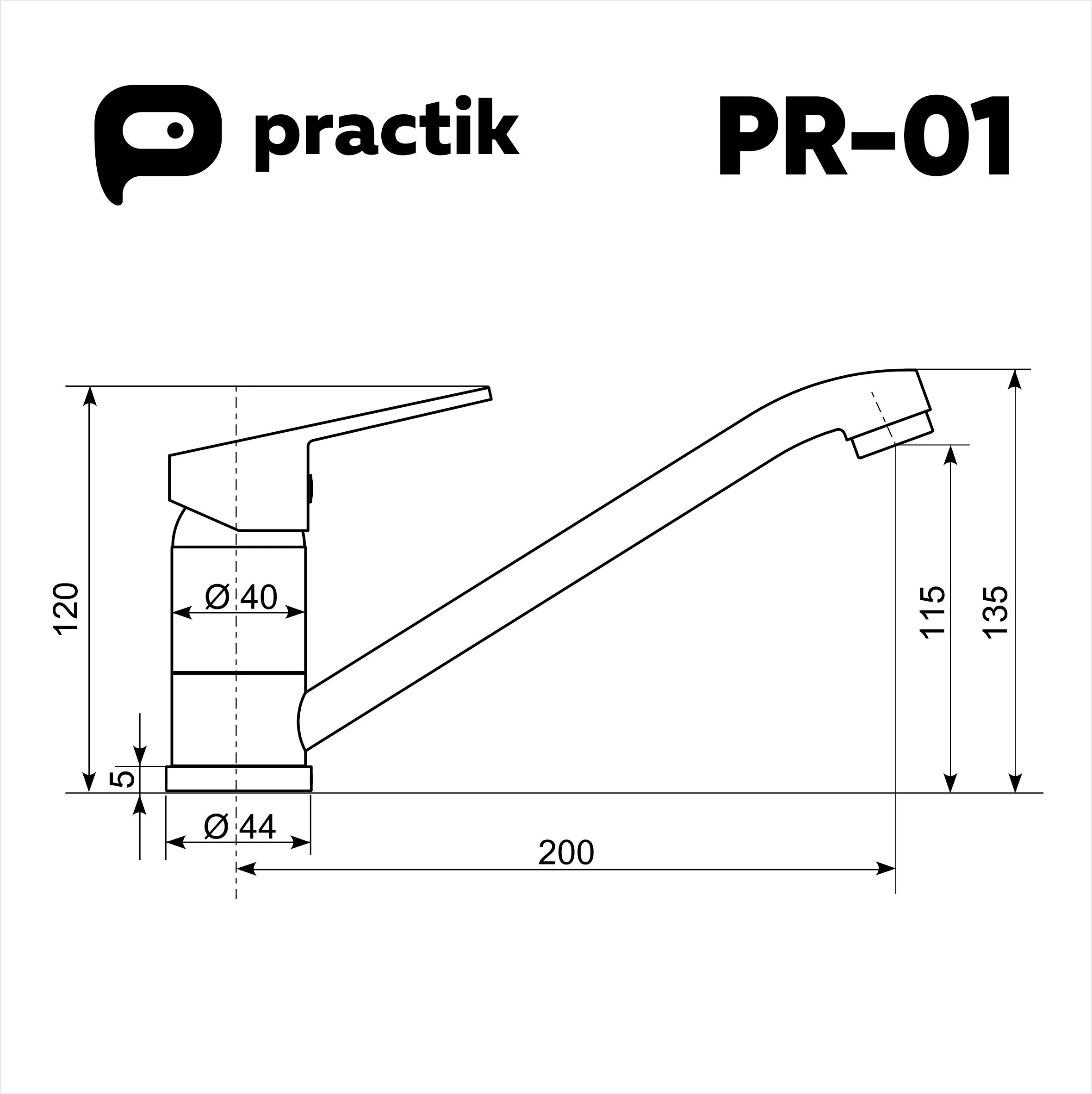 Смеситель для кухни Practik черный оникс (PR-01-004) Смеситель для кухни Practik черный оникс (PR-01-004) - фото 2