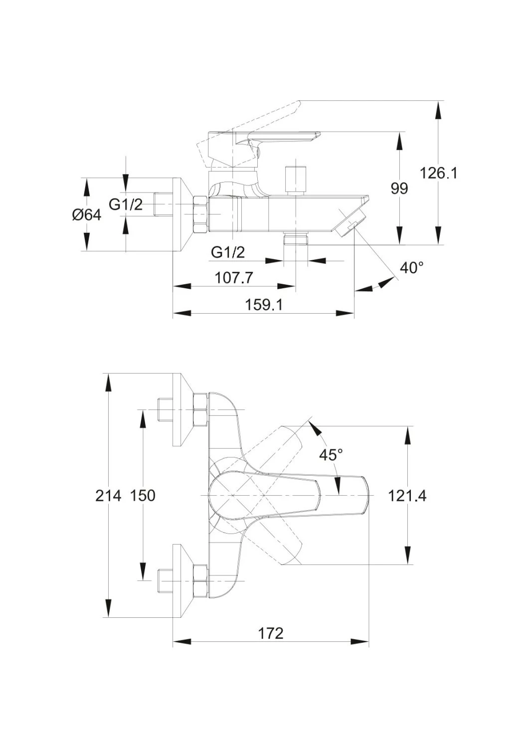 Смеситель для ванны Cersanit VERO однорычажный (63061) - фото 3