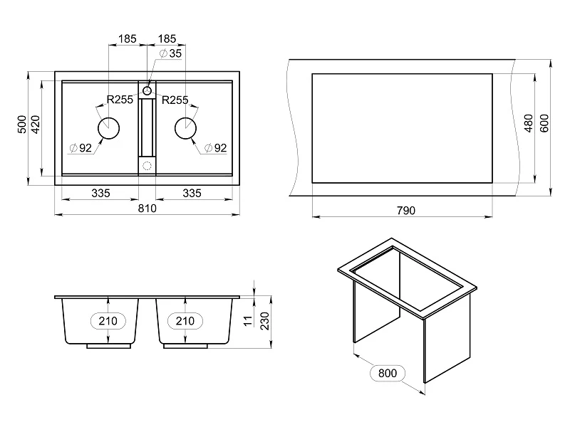 Кухонная мойка GRANULA (8101, ГРАФИТ ) - фото 3