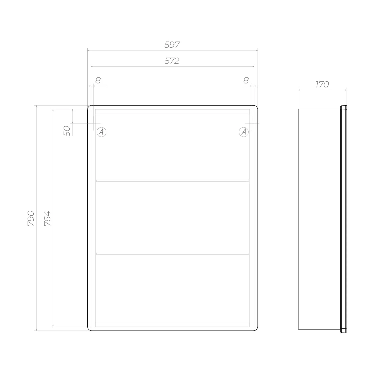 Шкаф VIGO навесной Geometry Comfort 600 с зеркалом (220) - фото 3