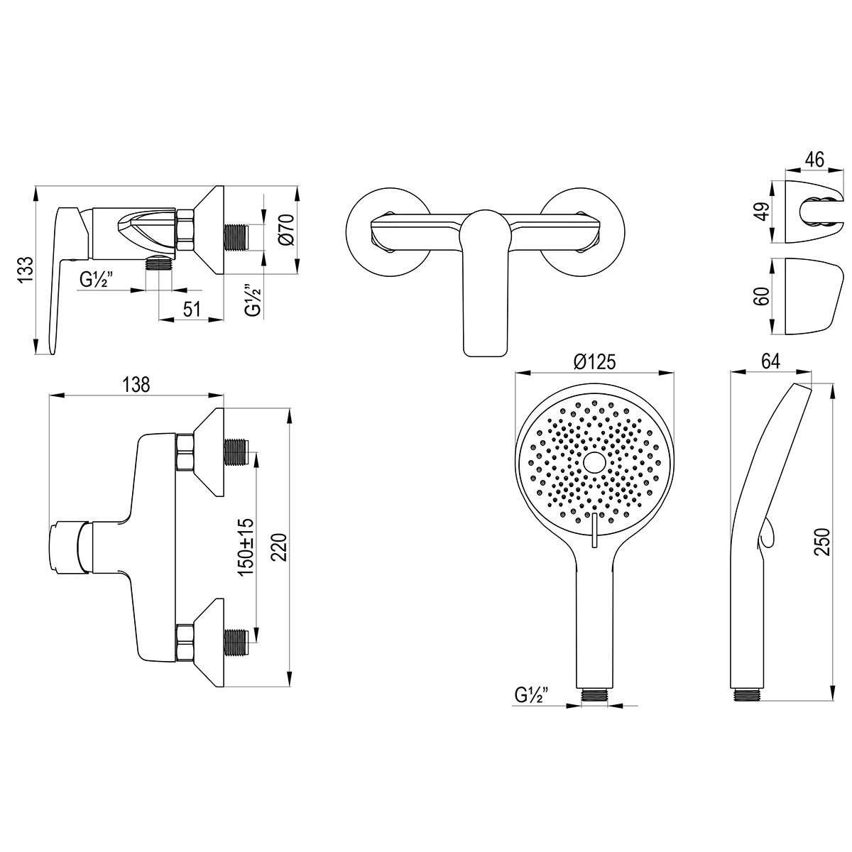 Смеситель DECOROOM DR28 для душа (DR28056) - фото 2