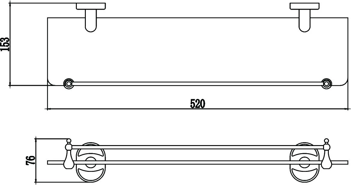 Полка прямая (стеклянная) 50 см Savol 70 (S-007091) - фото 3